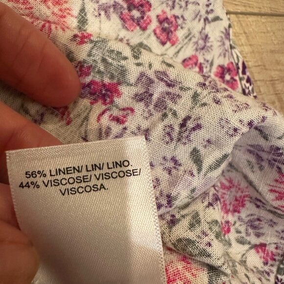 LUCKY BRAND Womens Floral Print Button-Down Shirt Short Sleeve Breathable LINEN - Picture 7 of 9